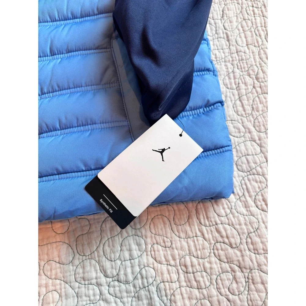 Jordan Boys Legend Blue Puffer Hybrid Hooded Jacket Size Small